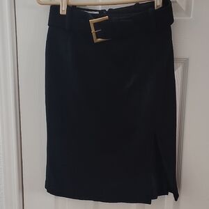 Vintage Lillie Rubin Black Pencil Skirt with Gold Buckle Sz 4